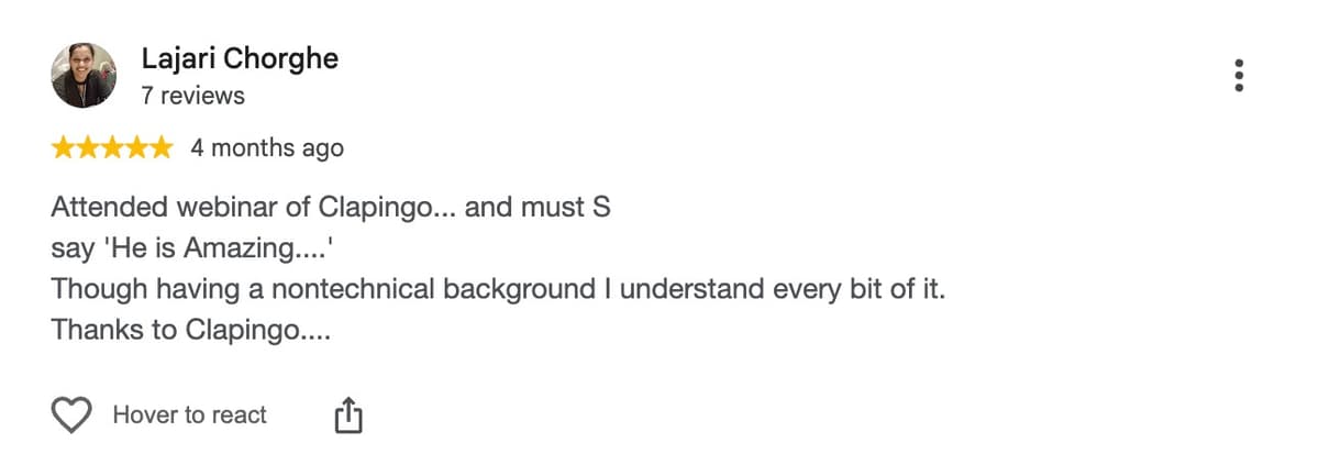 Google review from Lajari Chorghe